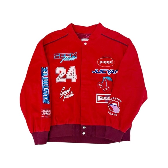 RARE POPPI ‘Fully Charged’ Racing Jacket in Red - Picture 1 of 3